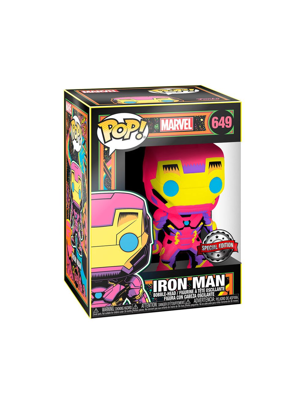 Funko POP! Marvel Black Light Iron Man Exclusive Vinyl Figura 10cm
